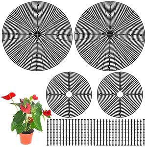 Newtay 4 Pcs Plant Pot Grid Soil Protector Covers Cuttable Flower Protector 1 from Animals 20.5" 11.8" Cat Digging Stopper Plant Pot Cover with Stakes for Indoor Outdoor Gardening(Black)