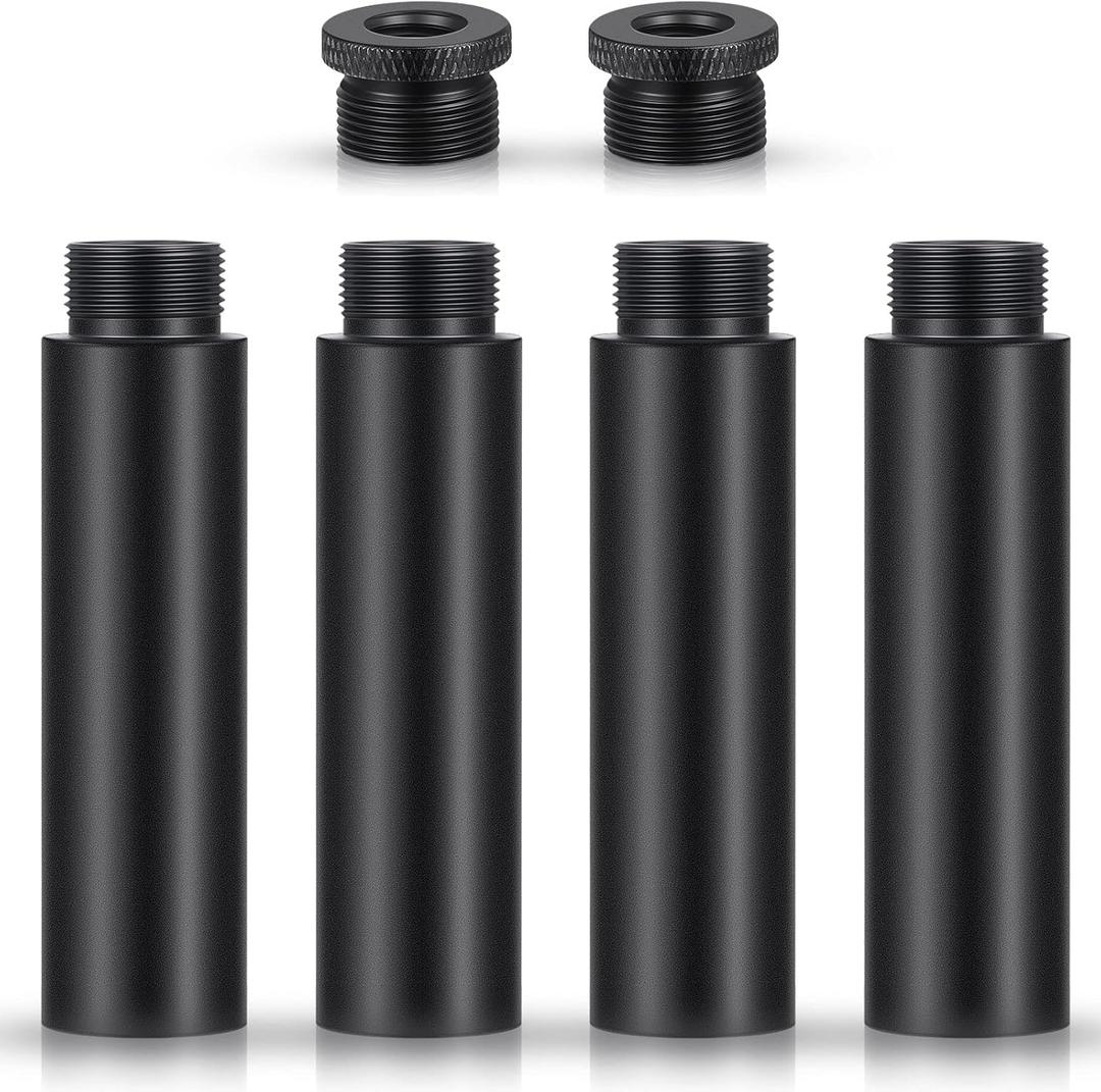 Weewooday 4 Pieces Mic Stand Extension Tube 5/8 Inch Microphone Extension Pipe Aluminium Alloy Stand Extenders Screw Boom Tubes with 2 Metal Adapters(Black)