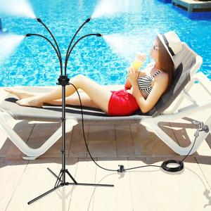 Standing Misters for Outside Patio, Adjustable Height 5.3 FT Stand Misting System for Cooling Outdoor, Portable Stand Mister for Water Mist Playing, Patio Cooling, Backyard, Porch (Black)