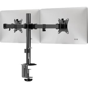 Mount-It! Dual Monitor Mount, Dual Monitor Arm for 2 Screens on Desk, Adjustable Tilt and Swivel Arms for Double Screen up to 32 and 19.8 Lbs VESA 75x75 and 100x100 C-clamp & Grommet
