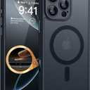 CANSHN Magnetic & Camera Control Compatible with iPhone 16 Pro Max Case, [Full Camera Protection] [Compatible with Magsafe] [Translucent Matte] Shockproof Protective Phone Cover 6.9 Inch - Black