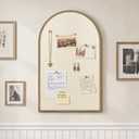Vintage Gold Bulletin Board, Linen Wall Pin Board 19"x31" Beaded Frame