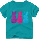 Toddler Easter Shirt: Boys Girls Cute Bunny Tshirt Kids Happy Easter Rabbit Tee Shirts (3T, Cyan)