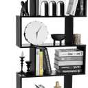 6-Tier Geometric Bookcase, 72” Freestanding Room Divider Bookshelf with Open Display Shelves & Multi-use Storage Cabinet, Wood S-Shaped Storage Organizer for Living Room, Bedroom & Home Office