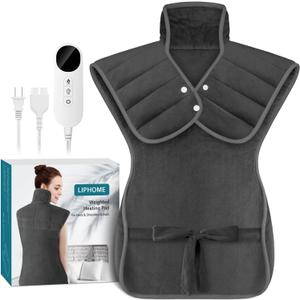 Heating Pad for Neck and Shoulders and Back, 2.7lb Weighted Heat Pads for Back Pain Relief, Birthday Fathers Mothers Day Gifts for Women Men Mom Dad, Heated Pad w/6 Heat Settings, 4 Auto-Off, 22"x37" (Dark Gray)