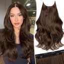 KooKaStyle Invisible Wire Hair Extensions Long Straight Layered Synthetic with Transparent Wire Adjustable Size 6 Secure Clips Hairpieces for Women 20 Inch (20 Inch, Medium Brown6/10#)