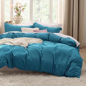 Bedsure Duvet Cover Twin/Twin XL Size - 2 Pieces Prewashed Extra Soft Bedding Set, Includes 1 Twin Duvet Cover 68x90 Inches with Zipper Closure & 1 Pillow Sham, Comforter Not Included, Teal (Twin/Twin XL (68" x 90"), 05 - Teal (No Comforter))