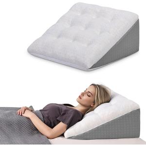 TANYOO Wedge Pillow for Sleep Apnea Bed Wedge Pillow for Acid Reflux Relief Shredded Memory Foam Top Patent Dual Layer 10 Inch Elevated Pillows for Sleeping Experience