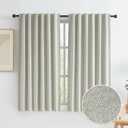 KEQIAOSUOCAI Greyish Beige 100% Blackout Linen Curtains, Completely Thermal Insulated Window Treatment Panels for Bedroom Nursery Hook Belt Back Tab, 2 Panels, 50 Inch Width x 63 Inch Length White