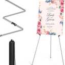 Display Artist Easel Stand - 63" Instant Tripod Collapsible Portable Floor Easel - Easy Folding Adjustable Art Poster Metal Stand for Display Show, Wedding, Painting - Silver