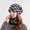 LumiSyne Knitted Beanie - Men Women Checkerboard Pattern Cuffed Slouchy Stretchy Warm Winter Hat Baggy Skull Cap (Green)