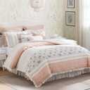 Madison Park Dawn 100% Cotton Shabby Chic Comforter Set-Modern Cottage Design All Season Down Alternative Bedding, Matching Shams, Bedskirt, Decorative Pillows, Queen(90"x90"), Blush 9 Piece