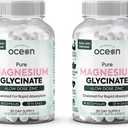 Organics Ocean Pure Magnesium Glycinate with Zinc - Maximum Strength Chelated Magnesium Supplement for Women and Men for Muscle Cramps and Sleep Support - 2 Bottles EXP: 12/2030