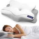 Cervical Neck Pillow for Side & Back Sleepers, Ergonomic Memory Foam Pillow for Sleep Apnea, Neck Pain Relief, Neck Support Pillow with Breathable Pillowcase, Supportive Bed Pillow for Neck