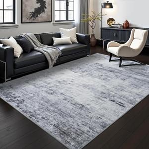 Toneed Abstract Area Rug Modern Washable Rug Soft Non Slip Rug Low Pile for Bedroom Living Room Dining Room Grey 4x6 Feet