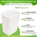 Plastic Trash Can - 35-Quart (9-Gallon) - Indoor Garbage Bin for Kitchen, Home, Office and Commercial Use - Large Waste Disposal Tub, Plastic Waste Container- White. 2 Pieces