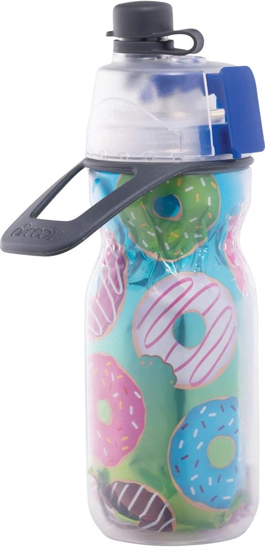 O2COOL Mist 'N Sip Misting Water Bottle 2-in-1 Mist And Sip Function With No Leak Pull Top Spout Kids Water Bottle Sports Water Bottle - 12 oz