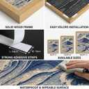 Framed Japanese Style Ocean Wave Wall Art Coastal Wall Decor Picture Minimalist Woodblock Print Navy Blue and Cream Abstract Seascape Artwork for Living Room Bathroom Bedroom 16x24in