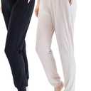 TRIUNION 2 Pack Sweatpants for Women with Pockets Lightweight Jogger Pants for Women Lounge Pants for Workout Running Yoga (Large, Black/Khaki)