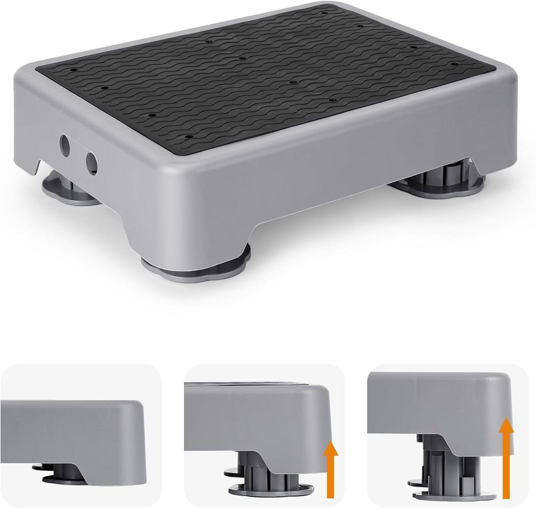 StrongTek 5.7" Adjustable Step Stool, Non-Slip One Step Platform for Adults & Seniors, Portable Mobility Aid and Stair Assist for Kitchen, Bathroom, Bedside & Outdoor (Black Grey)