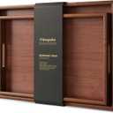 Fibogollo Bamboo Set of 2 Serving Tray with Handles,Decorative Trays Platter,Breakfast Tray in Bed,Food Drinks Tray for Eating,Working,Storing(Brown)L-43x30 S-38.25