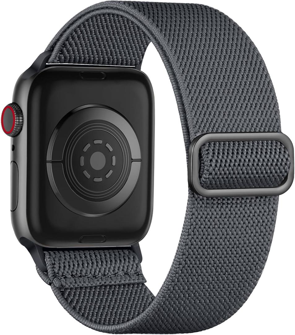 4 x Maledan Stretchy Solo Loop Compatible with Apple Watch Band Women Men 40mm 44mm 45mm 41mm 38mm 46mm 49mm 42mm, Soft Nylon Elastic Braided Strap for iWatch Series 11 10 9 8 7 6 5 4 3 2 1 SE Ultra (Gray)