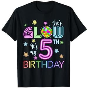 Lets Crazy It's My 5th Birthday Glowing 80s 5 Year Old T-Shirt, XS
