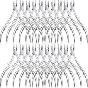 Chumia 20 Pcs Cuticle Trimmer Stainless Steel Cuticle Nippers, Nail Edge Cutter Clippers Dead Skin Trimmer Pointed Pedicure Manicure Nipper Remover Care Tools Bulk for Fingernails Toenails(Silver)