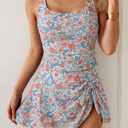 Eomenie Tankini Swimsuit for Women Tummy Control Two Piece Bathing Suit High Waisted Tank Top with Swim Skirt (S)