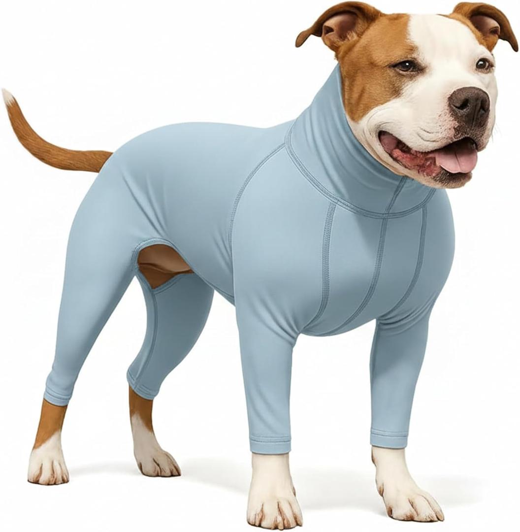 LovinPet UPF 50+ Dog Sun Protection Shirt for Dogs, 4-Way Stretch Nylon, Lightweight Anti-Static Quick-Dry UV Layer, Indoor Shedding Control and Winter Base Layer,Grey,XL