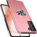 PELEPUES Shockproof Case for Samsung Galaxy S22 5G, [Embedded Finger Ring] Military Grade Phone Case Cover with Reinforced Metal Stand Kickstand [Support Magnetic Car Holder] for S22, Pink