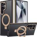 for Samsung Galaxy S24 Ultra Case, Magnetic Adjustable Ring Stand [Fit for Magsafe], [Military-Grade Shockproof Protection] Phone Case with Kickstand & Ring Holder (Desert Gold)