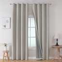 Joydeco Blackout Curtains 63 Inch Length, Living Room Curtains 2 Panels Set, Room Darkening Curtains w/Grommets, Textured Thermal Drapes, Greyish White Blackout Curtains for Bedroom (42x63inch)
