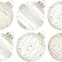 XmasExp Christmas Ball Ornaments Set, Shatterproof Christmastree Decorations,6ct Large Plastic Hanging Ornaments,100mm/4,White