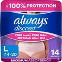 Always Discreet Overnight Adult Incontinence & Postpartum Bladder Leak Underwear for Women, Disposable, Small/Medium, 48 Count