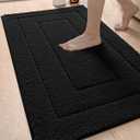 DEXI Bathroom Rug 43x24, Non Slip Washable Bath Mat for Shower Floor, Extra Large Absorbent Soft Bathmat with Rubber Backing, Quick Dry Microfiber Carpet, Black