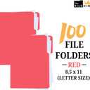 The File King 1/3 Cut Red File Folders Letter Size - 100 Pack | Colored Manilla Folders 8.5 x 11 | Made in the USA | Assorted 3 Tab Red Color Manila File Folder | Heavy Duty Basic Paper Filing Folder