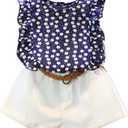 Baby Toddler Girls Summer Outfits 2-7 Years Kids Flower Print T-Shirt Sleeveless Top Belt Shorts Pants Set (Blue)