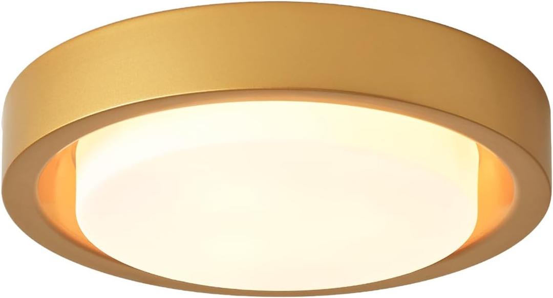 16 Inch Flush Mount Ceiling Light,3-Lights Gold Finish with Frosted Glass Shade,Round Ceiling Light Fixture for Bedroom Livingroom Kitchen (16 Inch Gold)
