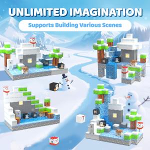 Magnetic Blocks - 138 PCS Magnetic Building Blocks Set with 3 Light-Up Blocks, STEM Construction Cubes Toys for Kids, Toddler Sensory Stacking Toys, Christmas Birthday Gift for Boys and Girls Ages 3+