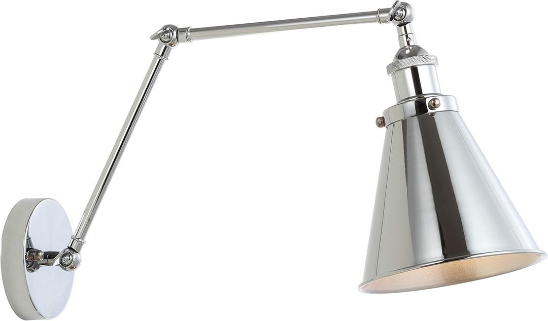 JONATHAN Y JYL7460A Rover 7" Farmhouse Industrial Adjustable Arm Metal LED Wall Sconce Rustic Bohemian 2700K LED 4W Bulb for Entryway Lobby Kitchen Bathroom Bedroom Living Room Hallway, Chrome (Set of 1)