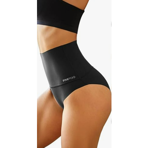 FINETOO Tummy Control Underwear for Women High Waisted Nylon Brief No Show Womens Bikini Seamless Panties 2pack L
