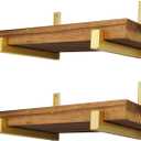 ADDGRACE Gold Shelf Brackets 4 Pcs Heavy Duty Wall Mounted with Lip Shelving Supports for DIY Floating Shelf 8 inch