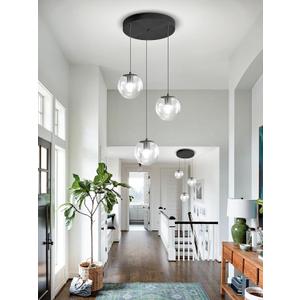 ykolupty 3-Light Small Chandelier LED Modern Glass Globe Pendant Light Chandeliers for Entryway Lighting Fixture Bedroom and Dining Room