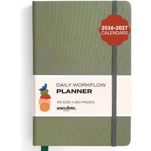 Anecdote 2026-2027 Planner: A Monthly, Weekly & Daily Planner with Calendar | 8.5" x 5.2" | Hardcover To-Do List Organizer, Planning Your Success, Start Anytime, Achieve Productivity Goals (Olive Green)