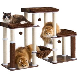 FourFurPets Modern Cat Tree, Cat Tower for Indoor Cats, Wooden Cat Tree