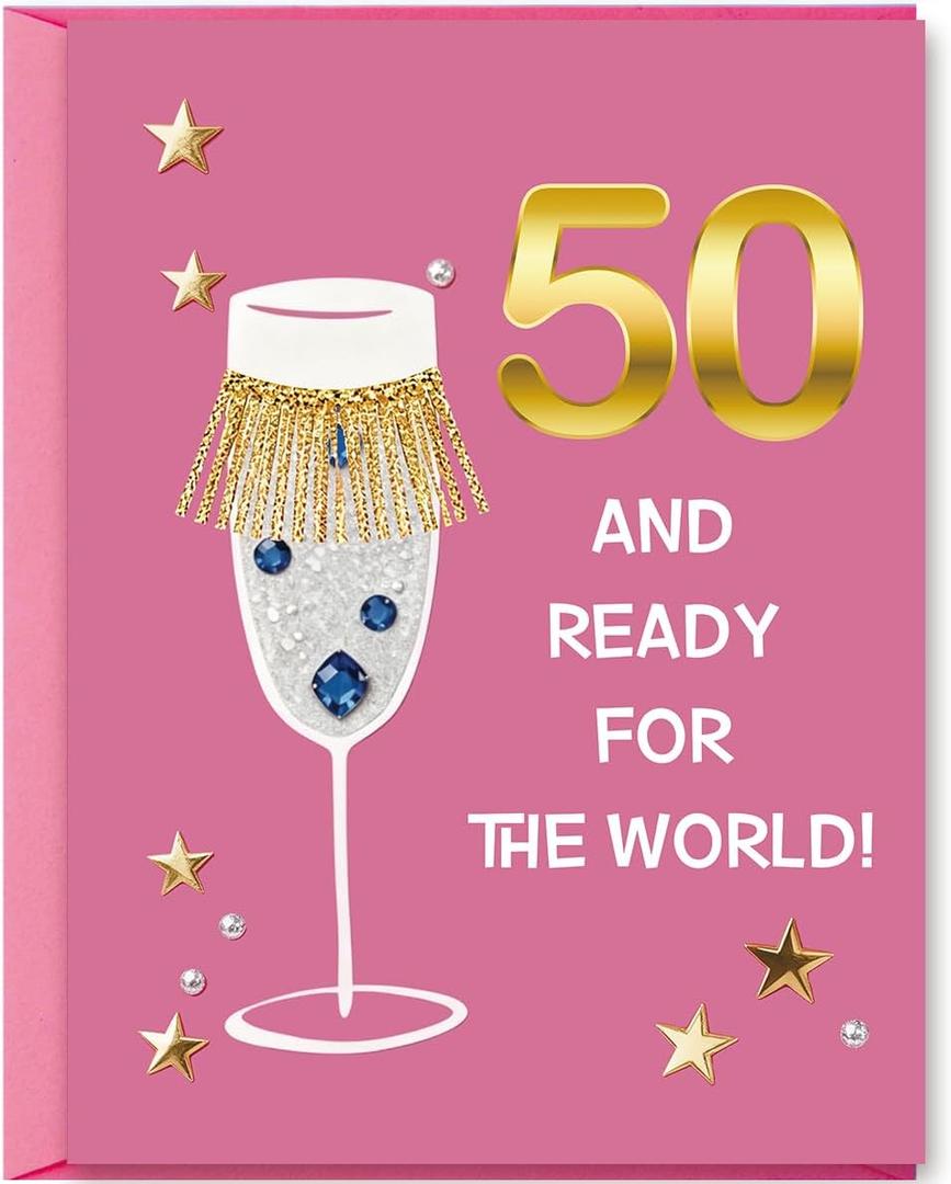 9 x OJsensai Happy 50th Birthday Card Gifts Decoration for Women Her，5x7inch | 50 Year Old Birthday Card for Mom Wife Grandma Nana，Heartfelt Inside MessageIdea，Idea for Party Decoration and Celebration