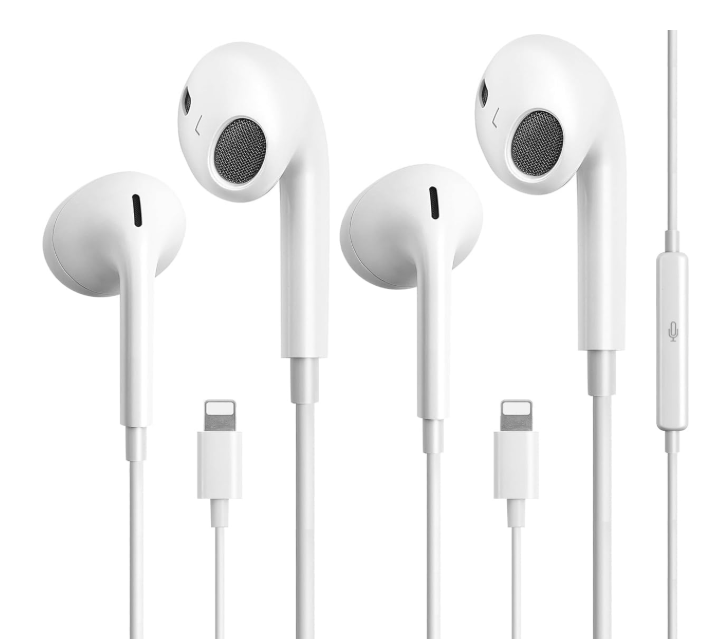 2Pack Wired Headphones for iPhone Ear buds with Lightning Connector(Builtin Microphone & Volume Control) Earbuds for iPhone 14/13/12/11/XR/XS/X/8/7/Pro/Pro Max【Official Certified Earphones】Plug&Play