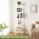 Yoobure Ladder Shelf, 5 Tier Tall Ladder Bookshelf Corner Shelf, Industrial Book Shelf Ladder Bookcase Narrow, Standing Storage Shelves Display Shelf for Bedroom Living Room Office Kitchen Bathroom
