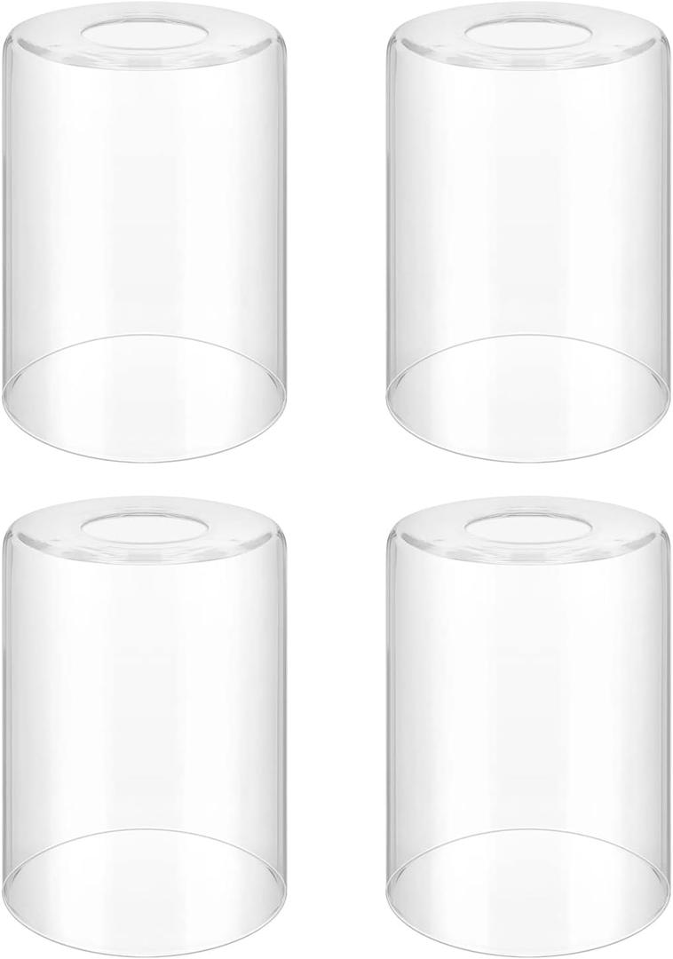 Licperron Clear Glass Lamp Shade Replacement 4 Pack,5.5inch High, 3.9inch Diameter, 1.69inch Fitter, High Transmittance Cylinder Glass Lampshade Covers for Vanity wall light fixtures Pendant Light